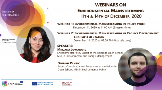 Webinars on Environmental Mainstreaming, December 11-14, 2020